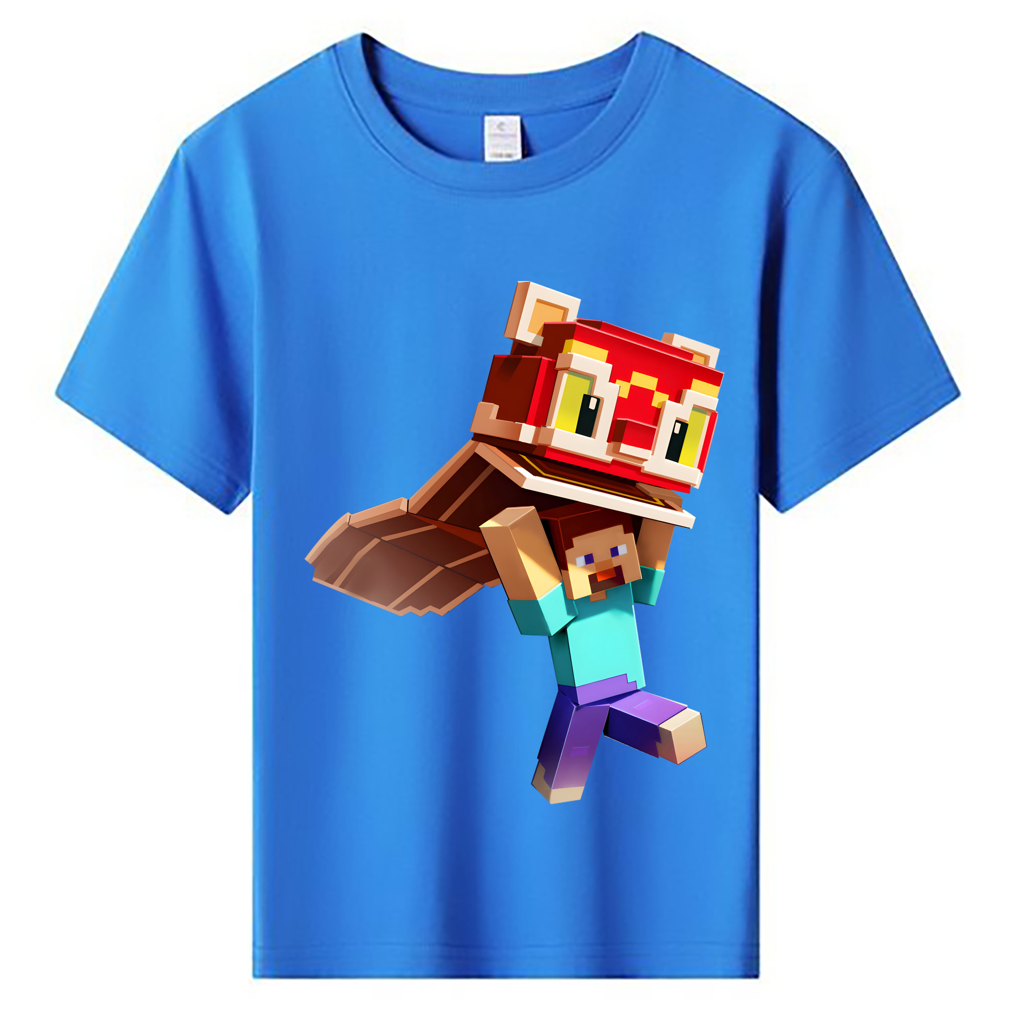 （画像用） マインクラフト ブロックの世界 Minecraft MC Block world 綿100％キッズTシャツ（フロントプリント）